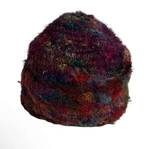 Tabask Women's 100% Silk Unique Boho Nepal Hemp Woven Hat Beanie EUC Multicolor